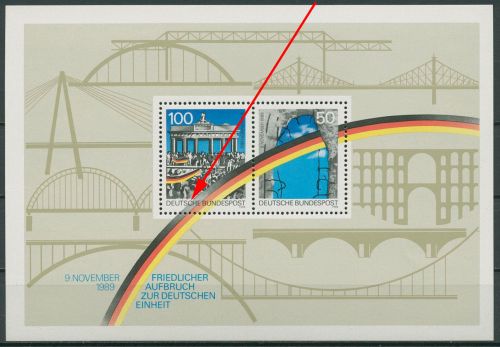 Bund 1990 Öffnung Berliner Mauer, Plattenfehler Block 22 I postfrisch (C19799)