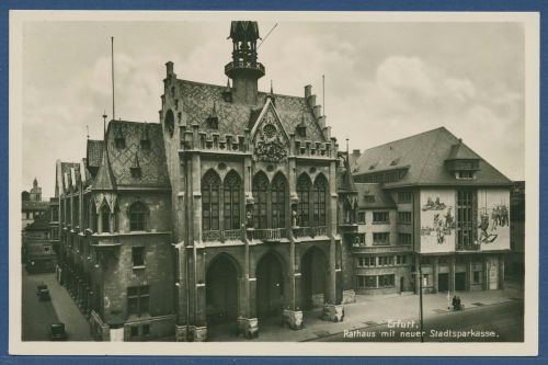 Erfurt Rathaus mit neuer Sparkasse, ungebraucht (AK4351)