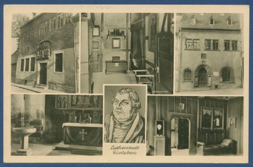 Lutherstadt Eisleben Martin Luthers Geburtshaus. gelaufen 1956 (AK4350)