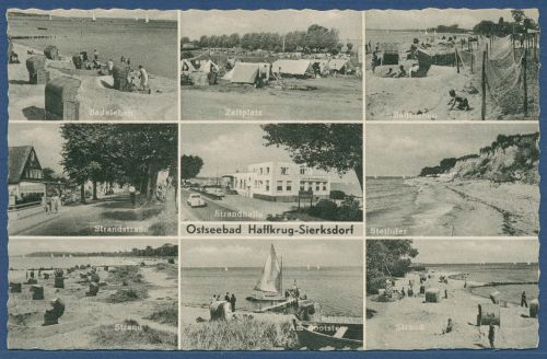 Ostseebad Haffkrug-Sierksdorf Zeltplatz Strandhalle, gelaufen 1960 (AK4301)