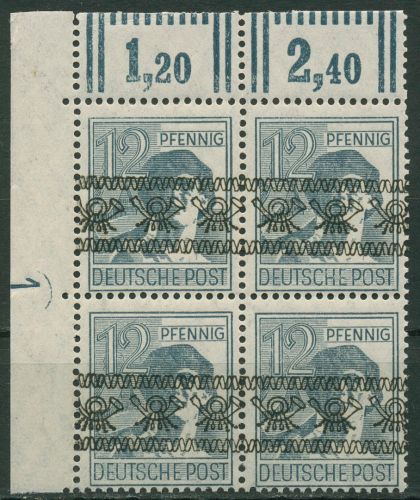 Bizone 1948 Bandaufdruck mit Druckerzeichen 40 I DZ 1 4er-Block postfrisch