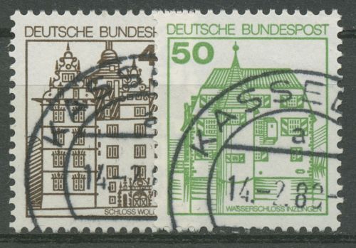 Bund 1980 Bauwerke Burgen und Schlösser 1037/38 gestempelt