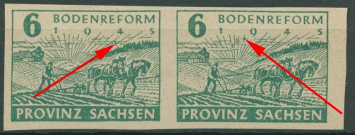 SBZ Provinz Sachsen 1945 Bodenreform mit 2 Plattenfehlern 85 wa IV+VI postfrisch