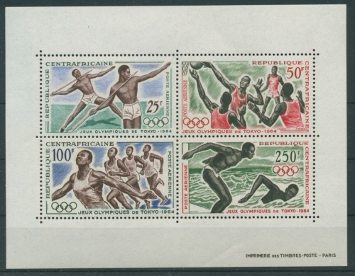 Zentralafrikanische Republik 1964 Olympiade Tokio Block 2 postfrisch (C40760)