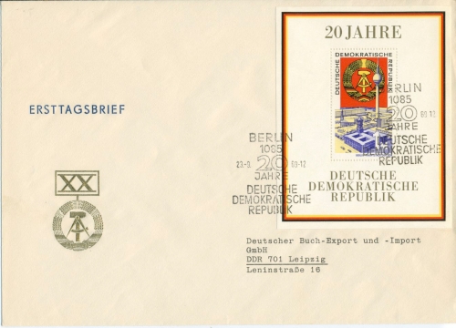 DDR 1969 20 Jahre DDR Block 28 FDC Ersttagsbrief (G10171)
