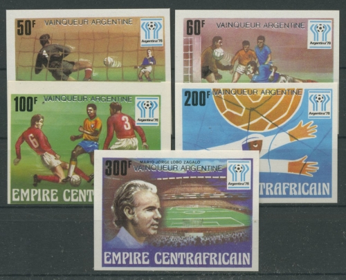 Zentralafrikanische Republik 1978 Fußball-WM 600/04 B geschnitten postfrisch