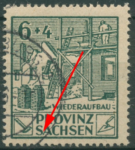 SBZ Provinz Sachsen 1946 Wiederaufbau mit Plattenfehler 87 A IX gestempelt