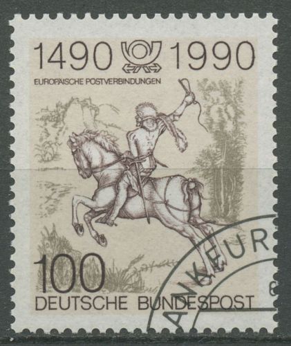 Bund 1990 Postverbindungen in Europa Postreiter 1445 gestempelt