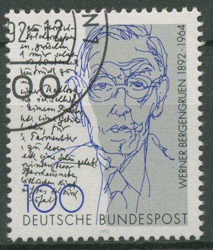 Bund 1992 Schriftsteller Werner Bergengruen 1629 gestempelt