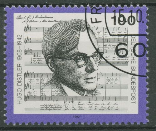 Bund 1992 Komponist Hugo Distler 1637 gestempelt