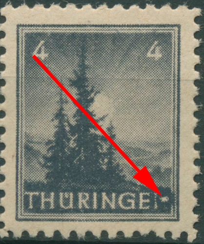 SBZ Thüringen Freimarke mit Plattenfehler 93 AY y III postfrisch