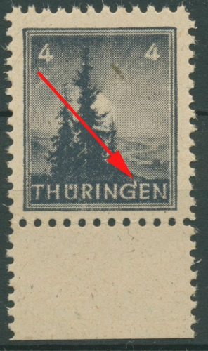 SBZ Thüringen Freimarke mit Plattenfehler 93 AY z1 V postfrisch