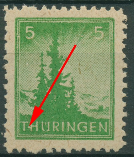 SBZ Thüringen Freimarke mit Plattenfehler 94 AX bu III postfrisch