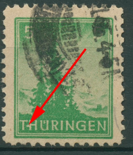 SBZ Thüringen Freimarke mit Plattenfehler 94 AX bt III gestempelt