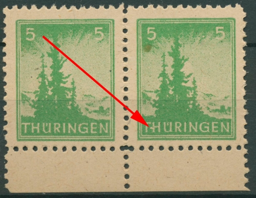 SBZ Thüringen Freimarke mit Plattenfehler 94 AX bw III postfrisch
