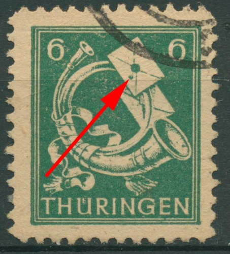 SBZ Thüringen Freimarke mit Plattenfehler 95 AX dw I gestempelt