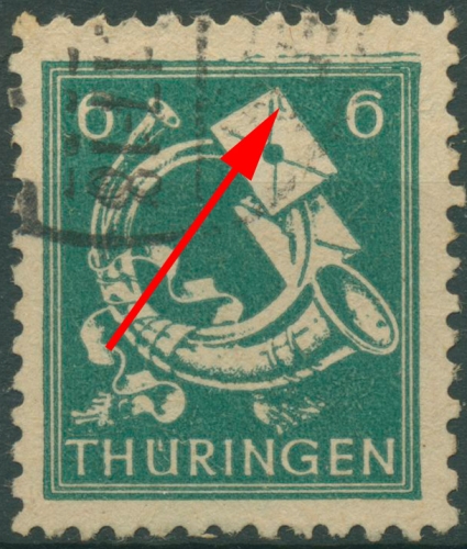 SBZ Thüringen Freimarke mit Plattenfehler 95 AY by IV gestempelt
