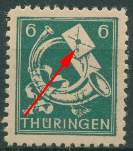 SBZ Thüringen Freimarke mit Plattenfehler 95 AY by XI postfrisch