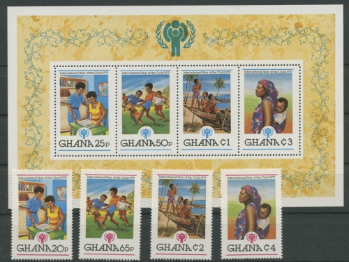 Ghana 1980 Jahr des Kindes 805/08 Block 81 A postfrisch (G20178)