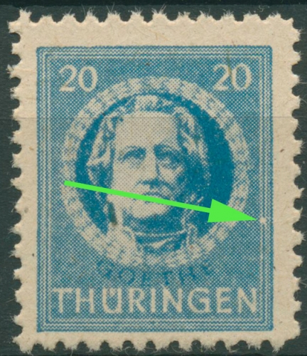 SBZ Thüringen Freimarke mit Plattenfehler 98 AY z1 VII postfrisch