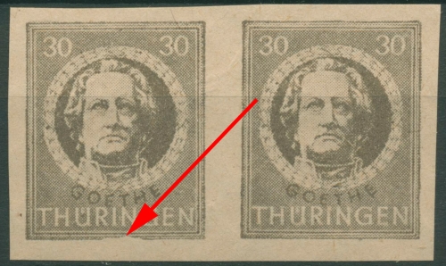 SBZ Thüringen 1945 Freimarke mit Plattenfehler 99 BY ay VII postfrisch