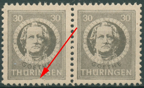 SBZ Thüringen 1945 Freimarke mit Plattenfehler 99 AY bz1 VII postfrisch