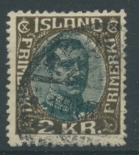 Island 1920 König Christian X. im Oval 2 Kronen, 97 gestempelt