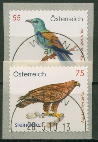 Österreich 2010 Tiere Vögel Steinadler Blauracke 2871/72 gestempelt