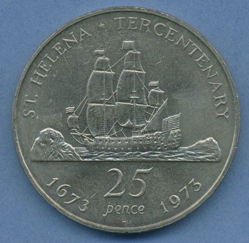St. Helena 25 Pence 1977 Segelschiff KM 6 vz (m4828)
