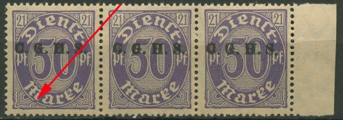 Oberschlesien Dienstmarke 1920 mit Plattenfehler D 6 I postfrisch