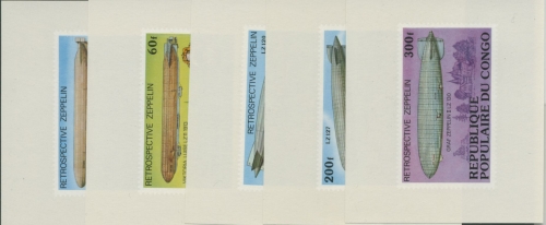 Kongo (Brazzaville) 1977 Zeppeline 577/81 B als Blocks postfrisch (G20298)