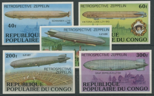 Kongo (Brazzaville) 1977 Luftschiffe Zeppeline 577/81 B postfrisch