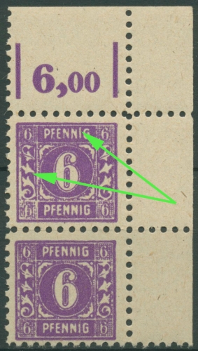 SBZ Mecklenburg-Vorpommern Freimarke Plattenfehler 9 a V OR postfrisch geprüft