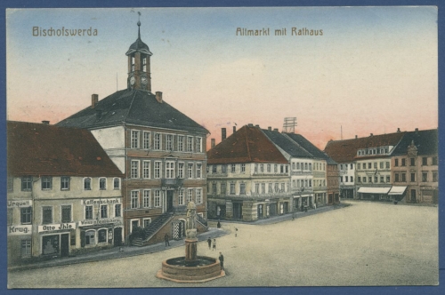 Bischofswerda Altmarkt Weiss- u. Feinbäckerei Otto Ihle, gelaufen 1917 (AK549)