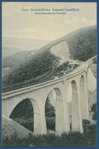 Hubertusschlucht-Viadukt Neue Hunsrückbahn Eisenbahn, gelaufen 1911 (AK609)