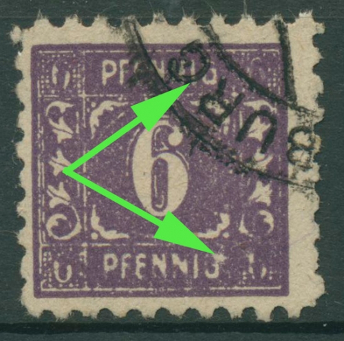 SBZ Mecklenburg-Vorpommern Freimarke mit Plattenfehler 9 c XIII gestempelt