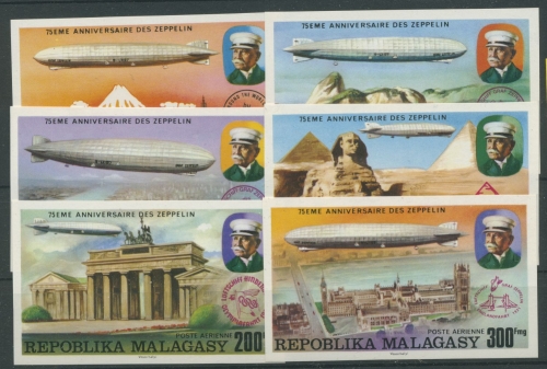 Madagaskar 1976 75 Jahre Zeppelin Luftschiffe 783/88 B postfrisch