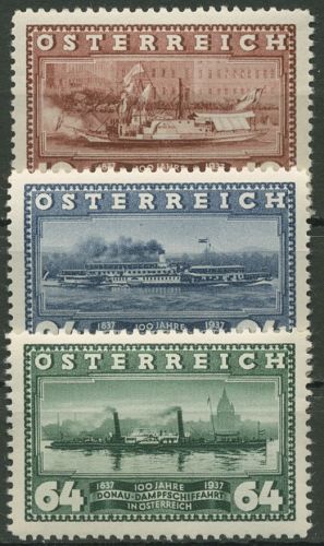 Österreich 1937 100. Jahre Erstfahrt Wien-Linz Raddampfer 639/41 postfrisch