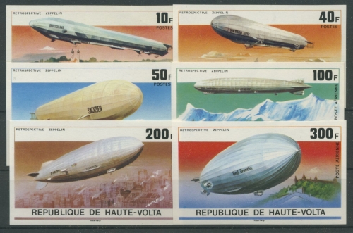 Obervolta 1976 75 Jahre Zeppelin 625/30 geschnitten postfrisch