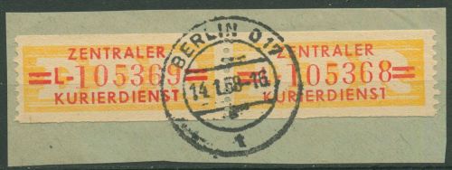 DDR 1958 Wertstreifen für den ZKD 17 L Paar gestempelt Briefstück