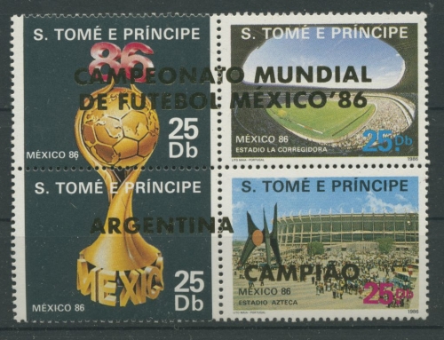 Sao Tome e Principe 1988 Fußball-WM Mexiko 1028/31 ZD postfrisch