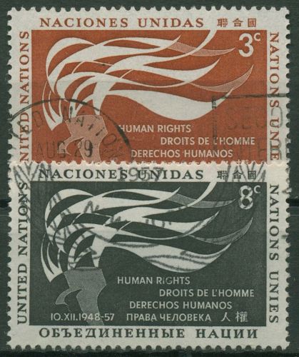 UNO New York 1957 Tag der Menschenrechte 64/65 gestempelt
