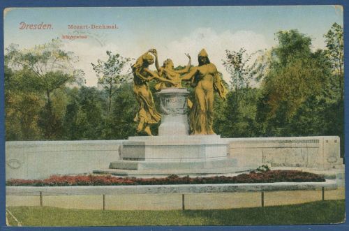 Dresden Mozart-Denkmal auf der Bürgerwiese, gelaufen 1917 als Feldpost (AK4487)