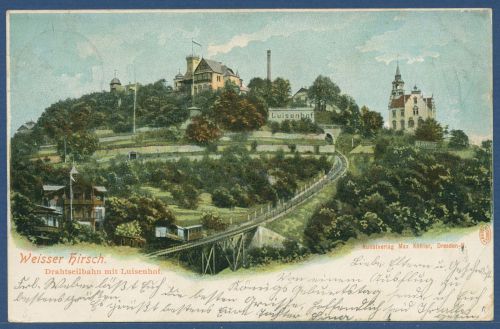 Weisser Hirsch, Drahtseilbahn mit Luisenhof, gelaufen 1902 (AK4481)