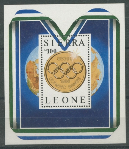 Sierra Leone 1987 Olymp. Spiele Seoul Goldmedaille Block 61 postfrisch (C27405)