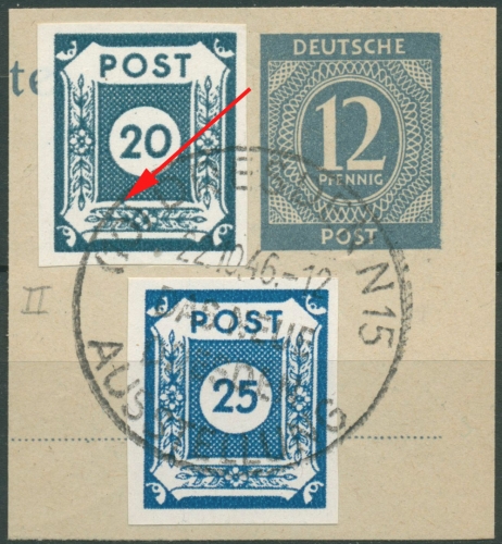 SBZ Ost-Sachsen 1945 Ziffernserie mit Plattenfehler 48 A a II Briefstück