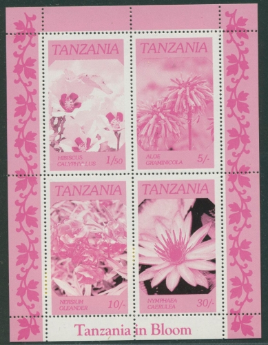Tansania 1986 Blumen Bl 57 postfrisch, fehlende Farben gelb, blau (G20583)
