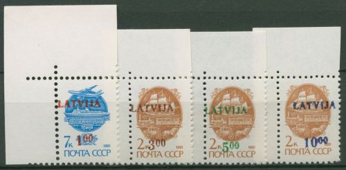 Lettland 1991 Freimarken Sowjetunion mit Aufdruck 313/16 Ecken postfrisch