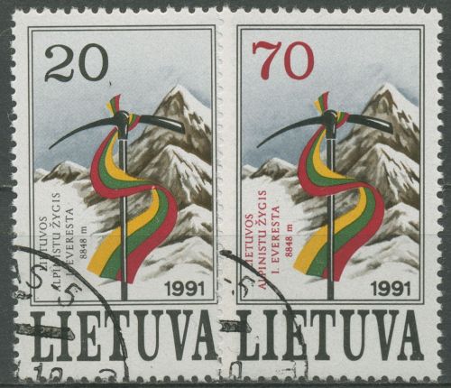 Litauen 1991 Besteigung des Mount Everest 484/85 gestempelt