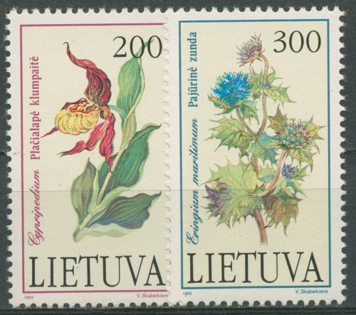Litauen 1992 Rotes Buch Gefährdete Pflanzen Frauenschuh Distel 499/00 postfrisch